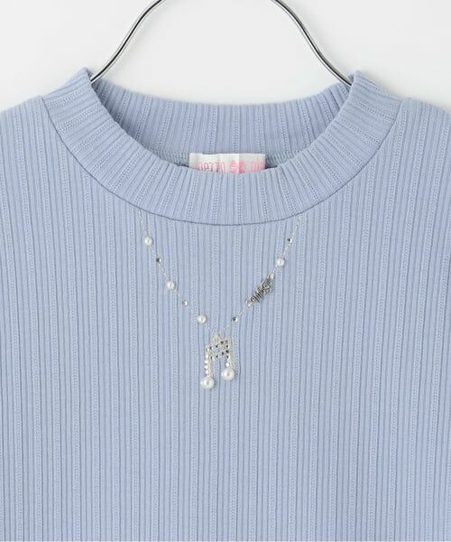 mezzo piano / メゾピアノ Tシャツ | 音符ネックレス刺しゅう 袖シフォン テレコTシャツ | 詳細2
