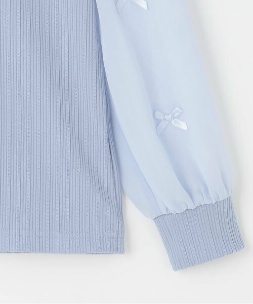 mezzo piano / メゾピアノ Tシャツ | 音符ネックレス刺しゅう 袖シフォン テレコTシャツ | 詳細4