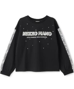 mezzo piano / メゾピアノ Tシャツ | 袖ロゴレースライン　長袖Tシャツ