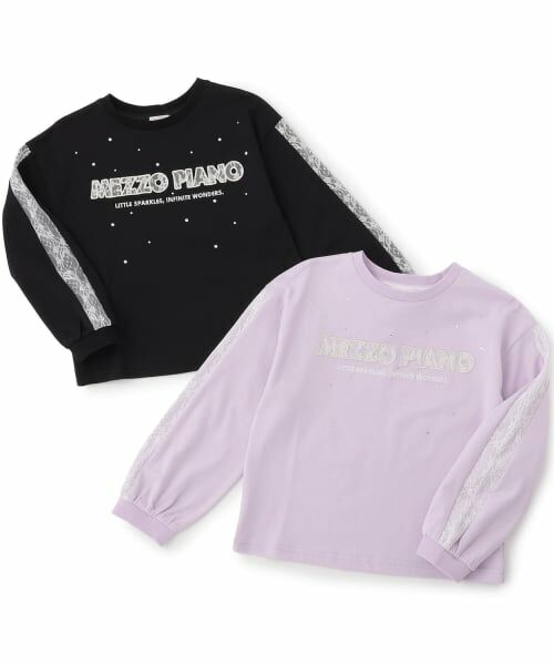 mezzo piano / メゾピアノ Tシャツ | 袖ロゴレースライン 長袖Tシャツ | 詳細8