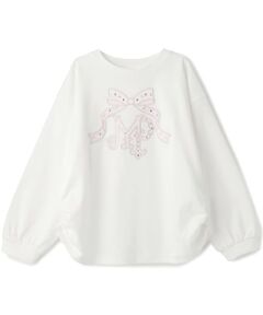 mezzo piano / メゾピアノ Tシャツ | リボンロゴアップリケ　長袖Tシャツ
