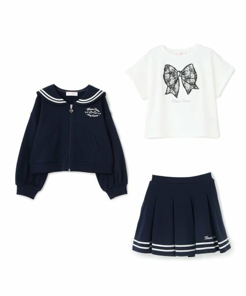 mezzo piano / メゾピアノ その他トップス | セーラーZIPパーカ&ラインスカパン&半袖Tシャツセット | 詳細2