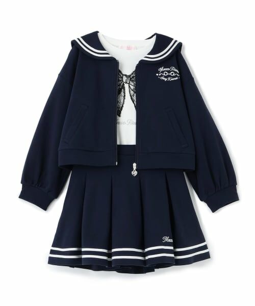 mezzo piano / メゾピアノ その他トップス | セーラーZIPパーカ&ラインスカパン&半袖Tシャツセット(紺)