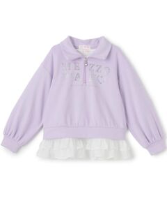 mezzo piano / メゾピアノ スウェット | ハーフZIPプルオーバー＆裾フリル半袖Tシャツセット