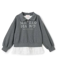 mezzo piano / メゾピアノ スウェット | ハーフZIPプルオーバー＆裾フリル半袖Tシャツセット