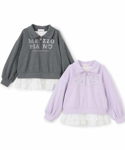mezzo piano / メゾピアノ スウェット | ハーフZIPプルオーバー＆裾フリル半袖Tシャツセット | 詳細12