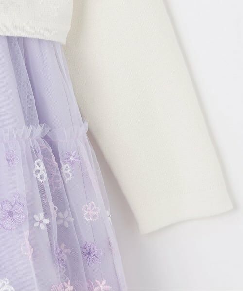 mezzo piano / メゾピアノ ミニ丈・ひざ丈ワンピース | お花刺しゅうドレス &ニットカーディガン セット | 詳細8