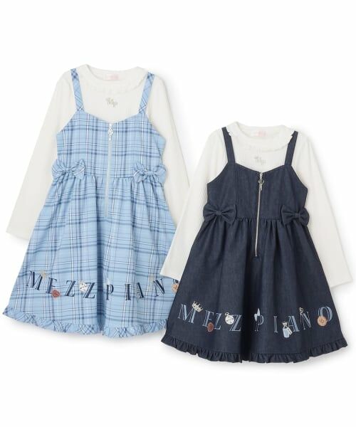 mezzo piano / メゾピアノ その他トップス | ロゴ刺しゅうキャミワンピース&長袖Tシャツセット | 詳細13