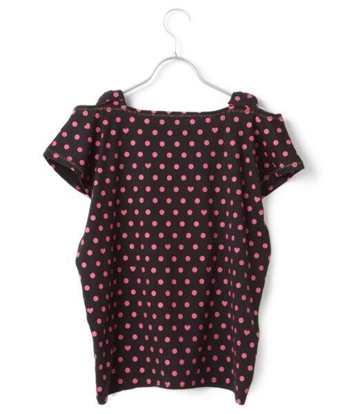 ＊＊mezzo piano / メゾピアノ Tシャツ | 大粒ドットプリント肩だしカットソー | 詳細2