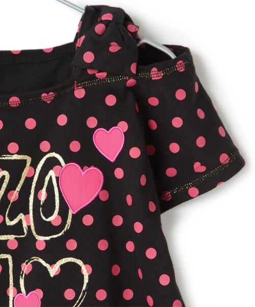 ＊＊mezzo piano / メゾピアノ Tシャツ | 大粒ドットプリント肩だしカットソー | 詳細3