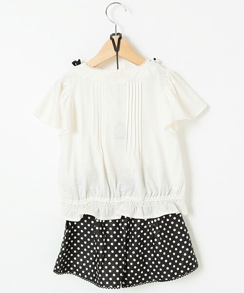 ＊＊mezzo piano / メゾピアノ セットアップ | リボンブラウス×ドットキュロットセット | 詳細1