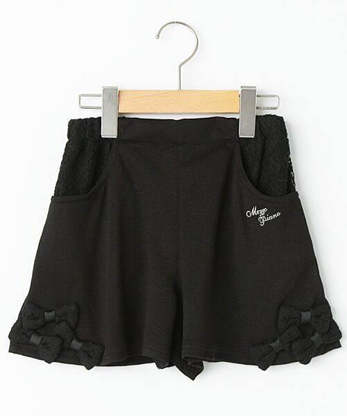 ＊＊mezzo piano / メゾピアノ ショート・ハーフ・半端丈パンツ | リボンデコショートパンツ（黒）