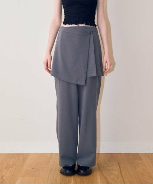 Mi-je / ミジェ その他パンツ | スカートレイヤードパンツ【韓国ファッション】（グレー）