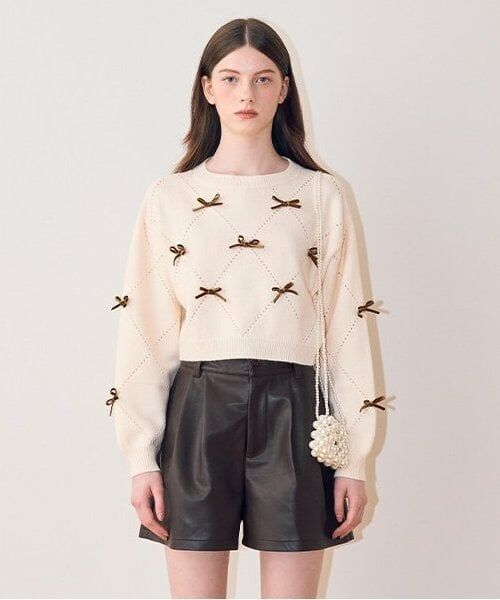 Mi-je / ミジェ ショート・ハーフ・半端丈パンツ | 合皮ショートパンツ【韓国ファッション】（コゲ茶）