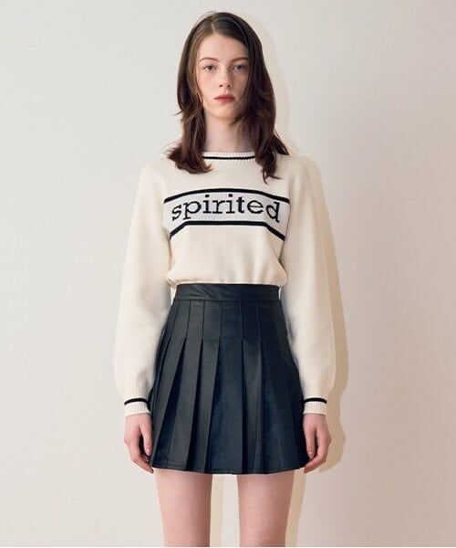 Mi-je / ミジェ ミニ・ひざ丈スカート | 合皮プリーツスカート【韓国ファッション】（黒）