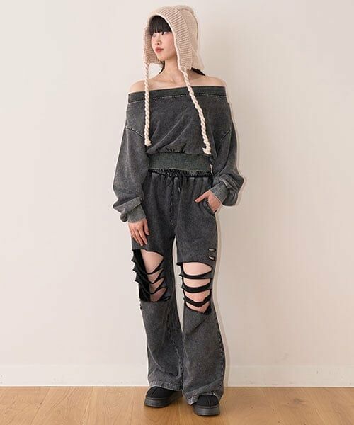 Mi-je / ミジェ その他パンツ | ダメージスウェットパンツ【韓国ファッション】 | 詳細12
