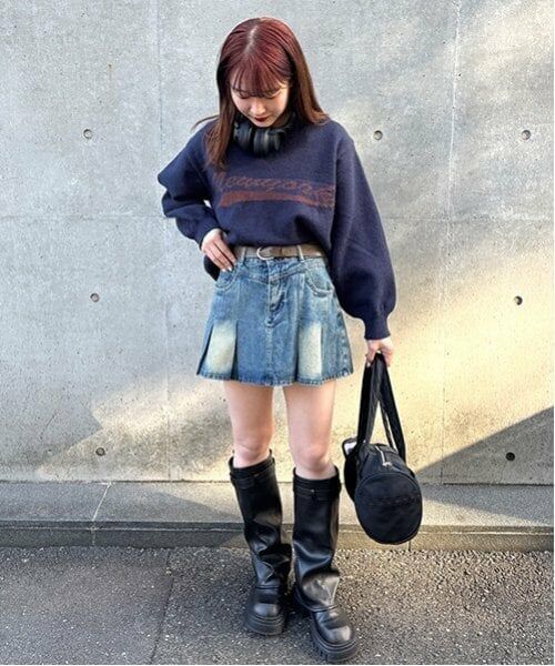 Mi-je / ミジェ ミニ・ひざ丈スカート | デニムBOXプリーツスカート【韓国ファッション】 | 詳細16