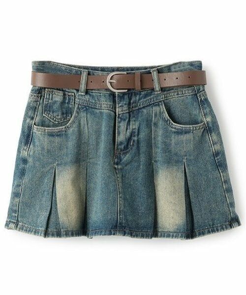 Mi-je / ミジェ ミニ・ひざ丈スカート | デニムBOXプリーツスカート【韓国ファッション】 | 詳細3