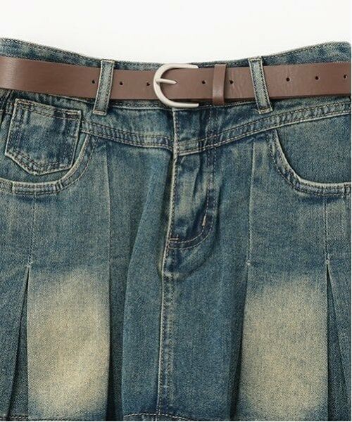 Mi-je / ミジェ ミニ・ひざ丈スカート | デニムBOXプリーツスカート【韓国ファッション】 | 詳細5