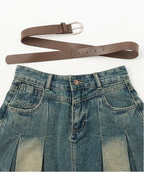 Mi-je / ミジェ ミニ・ひざ丈スカート | デニムBOXプリーツスカート【韓国ファッション】 | 詳細6