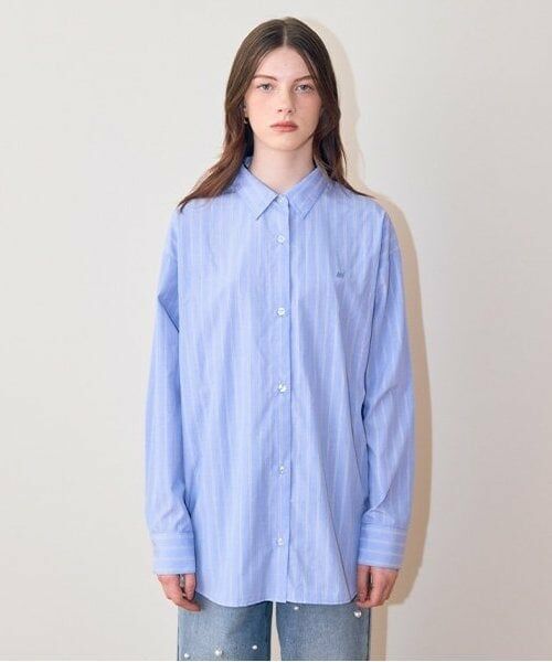 Mi-je / ミジェ シャツ・ブラウス | ルーズシャツ【韓国ファッション】（ブルー）
