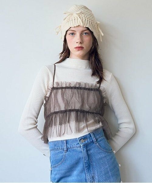 Mi-je / ミジェ ニット・セーター | チュールビスチェニットSET【韓国ファッション】（茶）