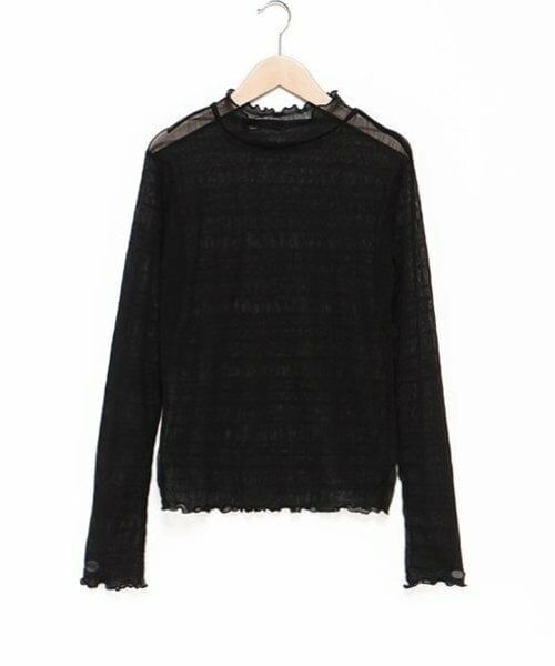 Mi-je / ミジェ Tシャツ | チュールハイネックインナー【韓国ファッション】（黒）