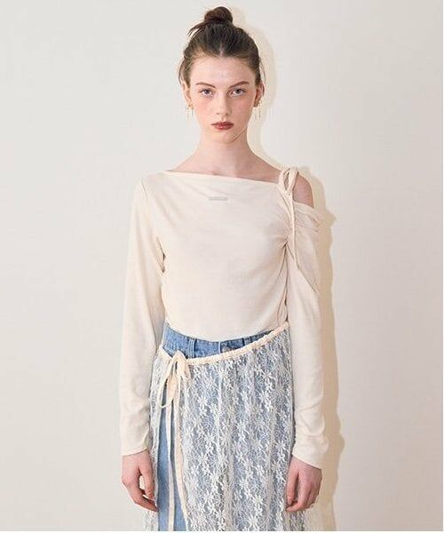 Mi-je / ミジェ Tシャツ | ワンショルリボンテレコ【韓国ファッション】 | 詳細1