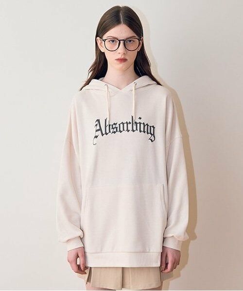 Mi-je / ミジェ スウェット | ルーズフーディー【韓国ファッション】（アイボリー）