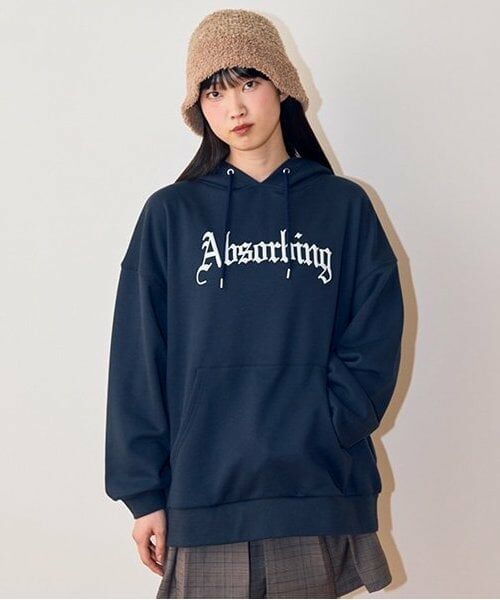 Mi-je / ミジェ スウェット | ルーズフーディー【韓国ファッション】（紺）