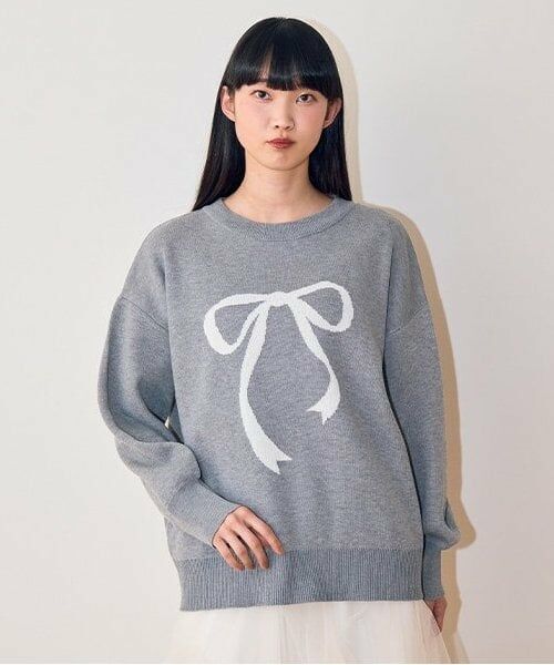 Mi-je / ミジェ ニット・セーター | アソートジャガードニット【韓国ファッション】（トップ グレー）