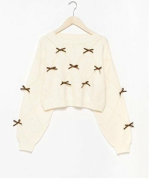 Mi-je / ミジェ ニット・セーター | リボンモチーフダイヤニット【韓国ファッション】 | 詳細5