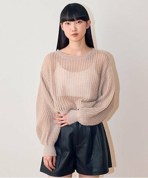 Mi-je / ミジェ ニット・セーター | メッシュニット【韓国ファッション】（ベージュ）