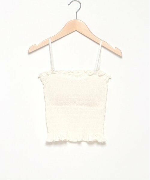 Mi-je / ミジェ Tシャツ | シャーリングブラトップ【韓国ファッション】（白）