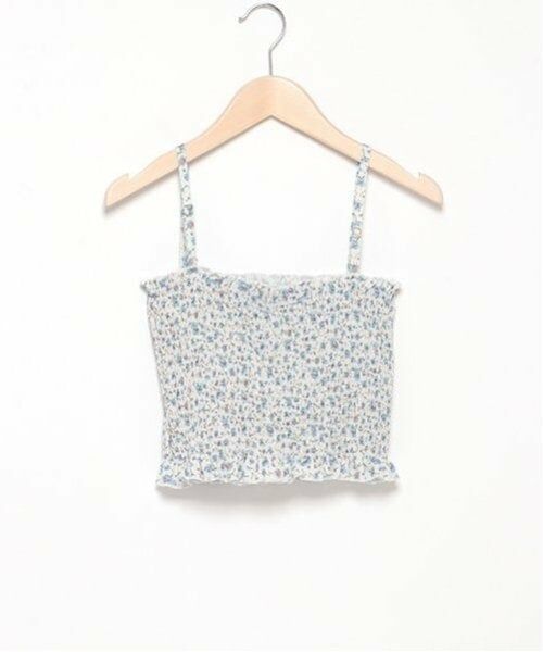 Mi-je / ミジェ Tシャツ | 花柄シャーリングブラトップ【韓国ファッション】（白）