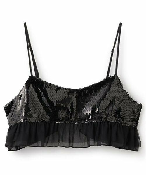 Mi-je / ミジェ Tシャツ | スパンコールビスチェ【韓国ファッション】（黒）