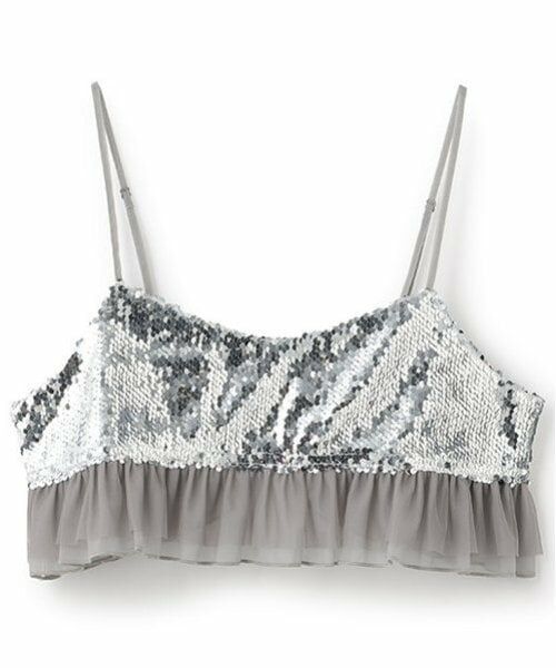 Mi-je / ミジェ Tシャツ | スパンコールビスチェ【韓国ファッション】（シルバー）