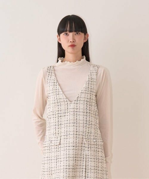 Mi-je / ミジェ Tシャツ | シアーベロアトップス【韓国ファッション】（アイボリー）