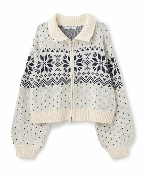 Mi-je / ミジェ ニット・セーター | ノルディックZIPニット【韓国ファッション】（アイボリー）