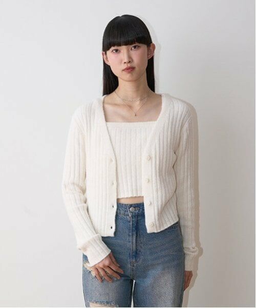 Mi-je / ミジェ ニット・セーター | リブカーデキャミSET【韓国ファッション】 | 詳細6