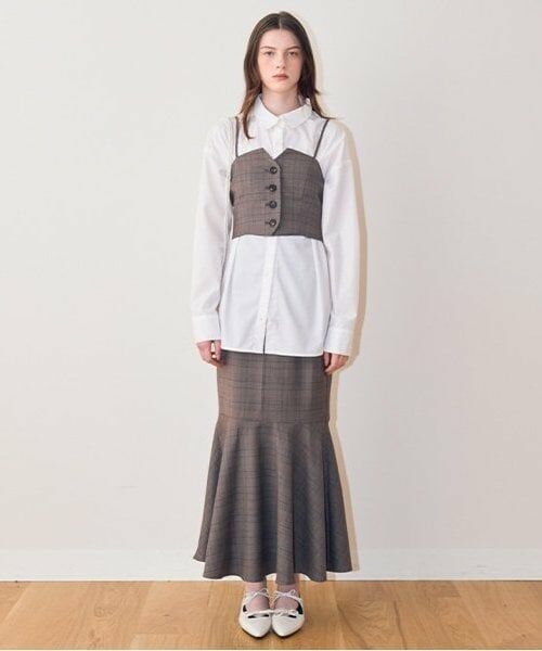 Mi-je / ミジェ ミニ・ひざ丈スカート | ビスチェセットアップ【韓国ファッション】（マルチ）