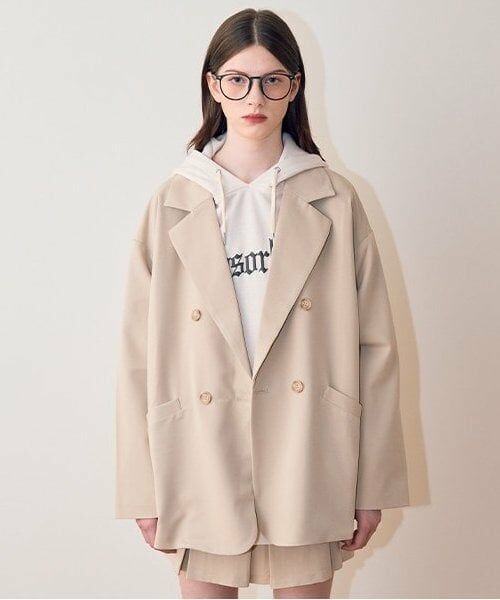 Mi-je / ミジェ ブルゾン | ルーズジャケット【韓国ファッション】（ベージュ）