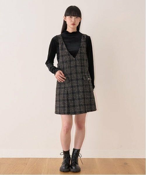 Mi-je / ミジェ ミニ丈・ひざ丈ワンピース | ツィードジャンパースカート【韓国ファッション】 | 詳細1