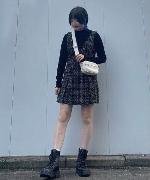 Mi-je / ミジェ ミニ丈・ひざ丈ワンピース | ツィードジャンパースカート【韓国ファッション】 | 詳細14