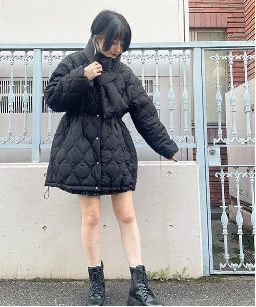 Mi-je / ミジェ ブルゾン | マフラーつきキルトブルゾン【韓国ファッション】 | 詳細13