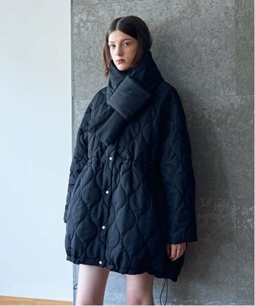 Mi-je / ミジェ ブルゾン | マフラーつきキルトブルゾン【韓国ファッション】（黒）