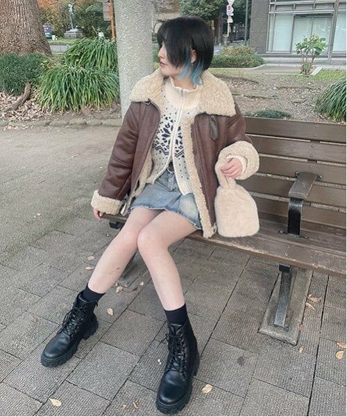 Mi-je / ミジェ ブルゾン | ムートン風ジャケット【韓国ファッション】 | 詳細14