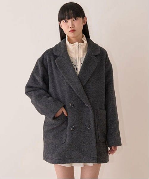 Mi-je / ミジェ その他アウター | フェイクウールジャケットコート【韓国ファッション】（グレー）