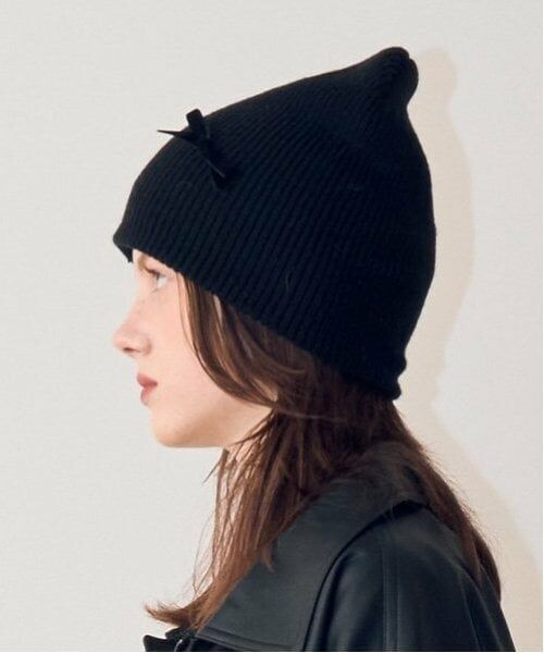 Mi-je / ミジェ ニットキャップ | ベロアリボンニット帽【韓国ファッション】 | 詳細1
