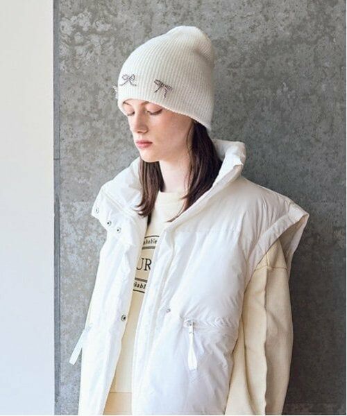 Mi-je / ミジェ ニットキャップ | ビーズリボンニット帽【韓国ファッション】 | 詳細1